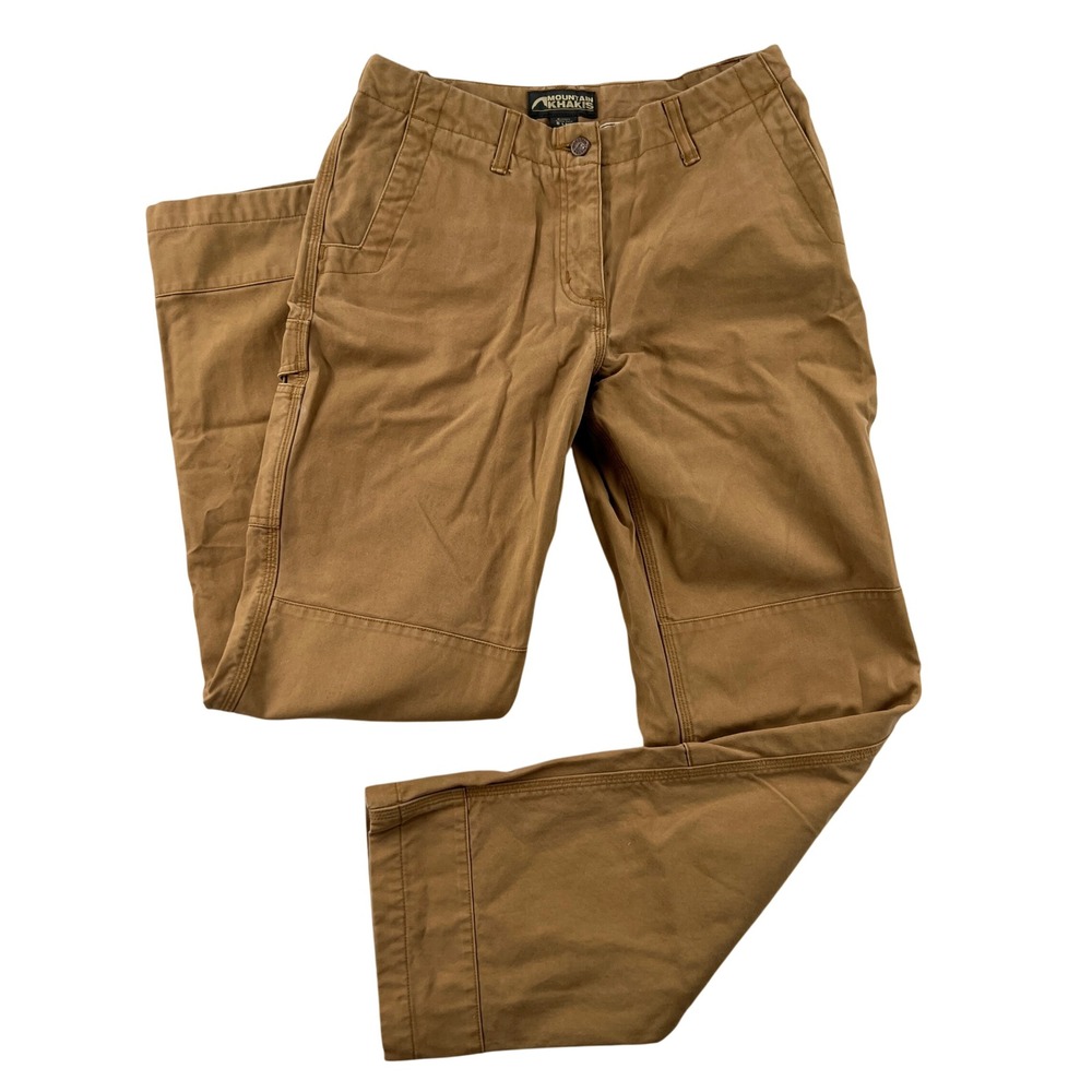 Mountain Khakis Alpine Pants Womens 8 Long Brown Canvas Double Knee Workwear